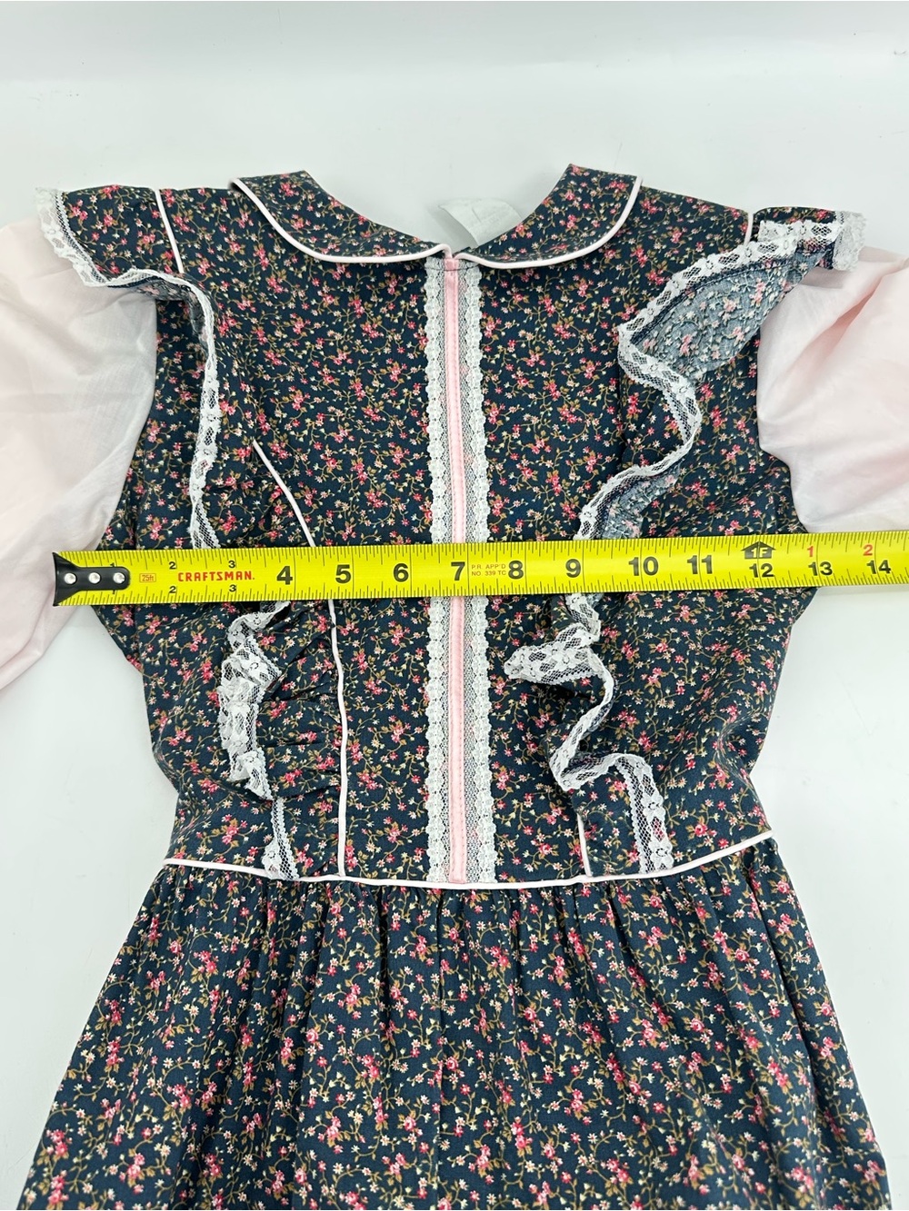 Vintage Girls Bryan Prairie Floral Lace Ruffle Dress Size 12 USA Made - Picture 4 of 5